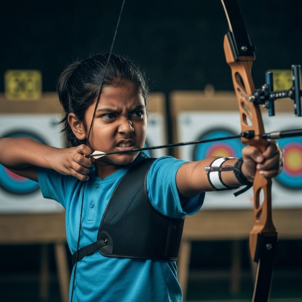 Child practicing archery at Active Gen Sports Academy Kalyan