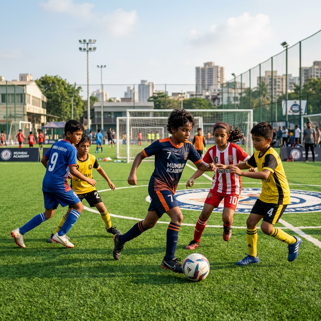 Children playing professional football at Active Gen Sports Academy Kalyan